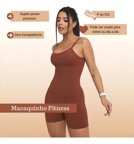Macaquinho Short Fitness Academia Feminino Suplex Premium
