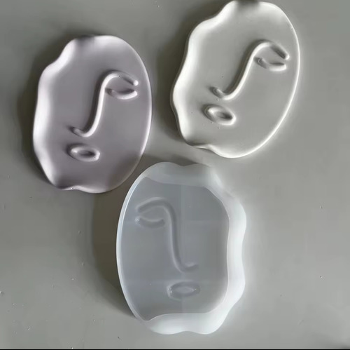 Molde De Silicona Para Charola Con Forma De Cara Yeso Cement