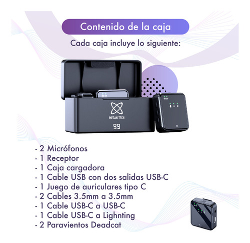 Microfono Usb C Omnidireccional Megan Tech SX63 Compatible con iPhone Premium Color Negro