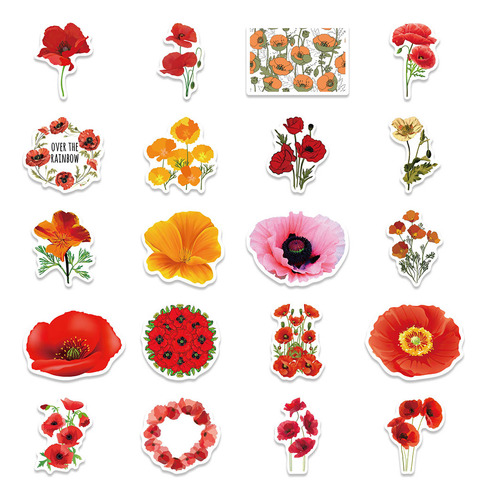 10/30/50 Unidades De Adesivos De Flores Bonitas Para Viagens