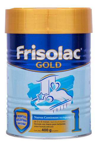 Leche de fórmula en polvo  Frisolac Gold 1 New Begginnings  en lata de 400g - 0  a  6 meses