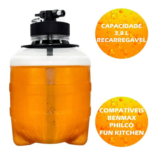 Imagem 2 de 10 de Growler Barril Recarregável Chopp Cerveja 3,7l - Apenas Co2