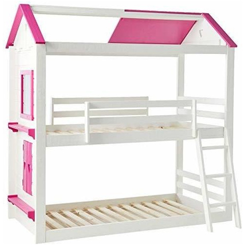 Litera Twin Sweetheart Bunkbed Twin Twin Blanco Rosa