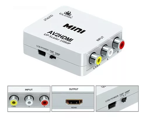 Adaptador Convertidor Audio Video Av Rca A Hdmi Full Hd