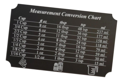 Tabla De Conversión De Cocina, Accesorio De Cocina, Negro S