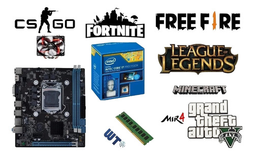 Kit Gamer I7 3770 3.9ghz + Placa B75 1155 + 2x 8gb 1600mhz Cor Preto