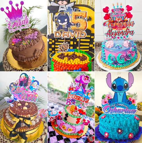 Topper Para Tortas Feliz Cumpleaños Fiestas Personalizados