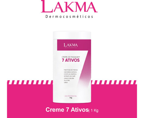 Creme De Massagem 7 Ativos Drenagem Linfática 1 Kg - Lakma