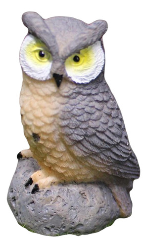 Búho Paisaje Jardín Decoración Miniatura Búho Gris