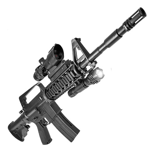 Imagen 1 de 10 de Rifle Airsoft M4 Replica Resorte 6 Mm Mira Red Dot Linterna 