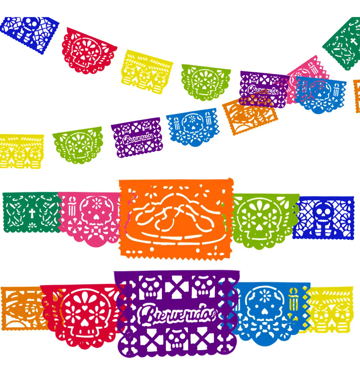 Enramada Papel Picado Colores Día De Muer Ofrenda Decora Color Multicolor
