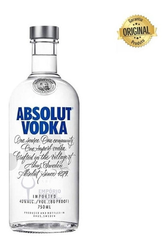 Vodka Absolut Regular 750ml - Original - Black Friday