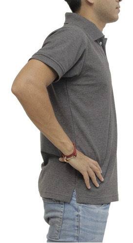 Imagen 2 de 3 de Playera Tipo Polo Color Gris Oxford Caballero