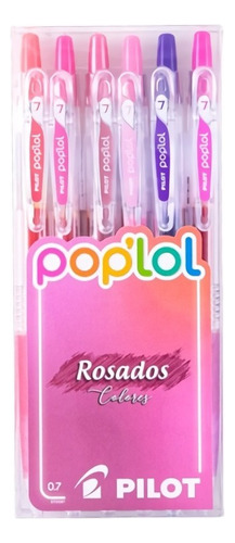 Set Lapices Gel Poplol - Set 6 Colores Trazo Rosados