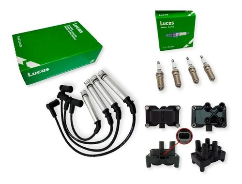 Kit Cables+bujias+bobina Ford Fiesta 08/11 1.6 8v Zetec Roca
