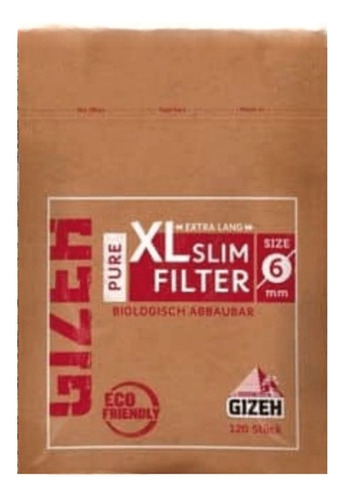 Filtro Gizeh Slim Pure Xl 6mm. Alemania. 120 U
