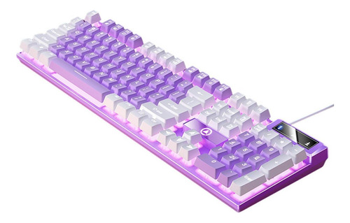 Teclado Mecânico Gamer Com Fio Roxo E Branco Pp