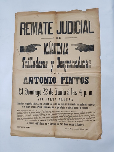 25 Mayo Antiguo Afiche Campo Remate Judicial 1902 Mag 58063