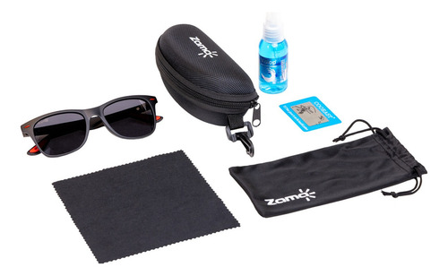 Lentes De Sol Deportivos Polarizados Uv Gafas Hombre Mujer Lente Gris Armazón Negro Y Rojo Diseño Deportivas