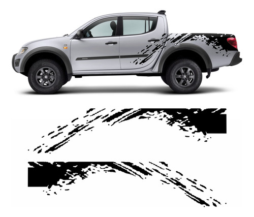 Kit Adesivo Faixas Laterais Mitsubishi L200 Outdoor Imp83