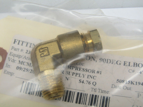 Lot Of 7 3/8 Brass Compression Fittings 4 Elbow 3 Strai Jje