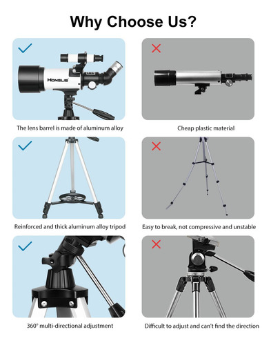 Telescopio Refractor De Viaje Apertura De 70 Cm Para Astrono
