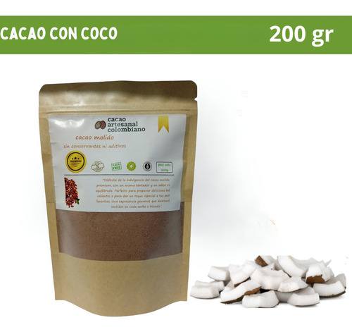 Cacao En Polvo Premium Con Coco - g a $74