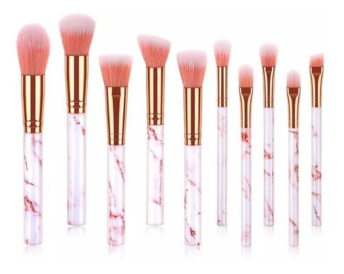 Imagen 6 de 10 de Set Maquillaje 10 Brochas Rostro Ojos Con Estuche Clicshop