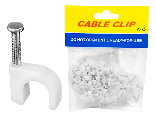 Grampa Plastico Cable 4mm Clavo Acerado Prensa Muro
