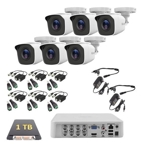 Kit Circuito Cerrado 6 Cámaras Hikvision Hd 720p 1 Tb Baluns