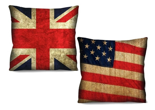 Kit Almofada Bandeira Estados Unidos E Almofada Inglaterra