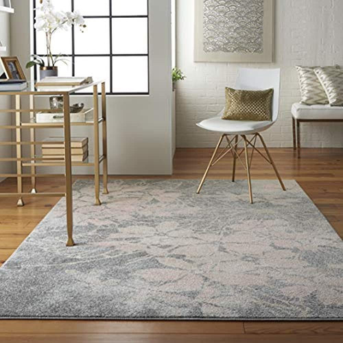 Nourison Tra08 Tranquil Floral Contemporáneo Gris/rosa Alfom