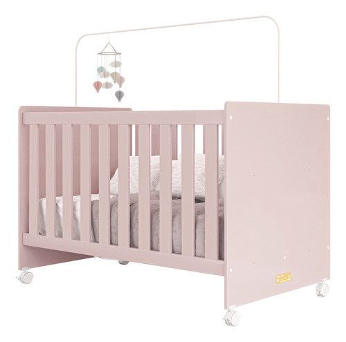 Berço Americano Baby Bebê Bela Com Colchão Impermeável Incluso Rosa 3 Em 1 Multifuncional Vira Cama Quarto Infantil Regulagem Altura Rodizio