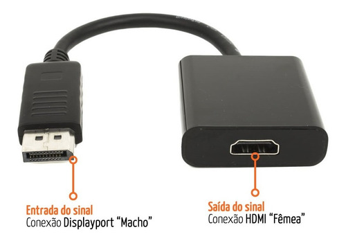 Cabo Adaptador Conversor Display Port Macho Para Hdmi Fêmea