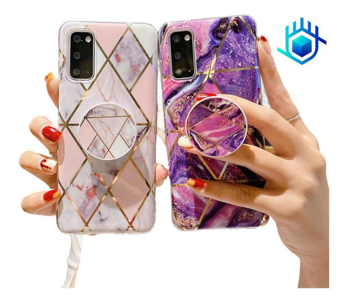 Imagen 7 de 10 de Funda Compatible Con Galaxy +soporte+mica Case Marmol Mujer