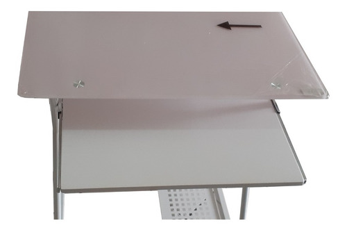 Imagen 5 de 7 de Mesa De Computadora Con Tope De Vidrio 3 Niveles
