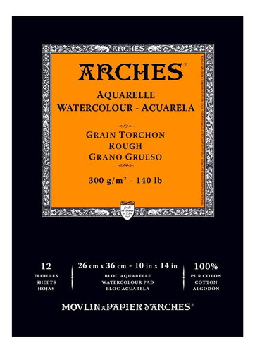 Arches Bloc De Acuarela, Acabado Rugoso, 140 Libras, 10 X 14