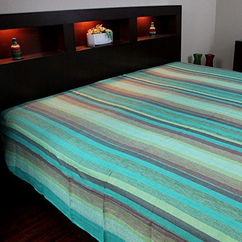 Telar De Mano 100% Algodon Mantel Rayado Mantel Throw Colcha