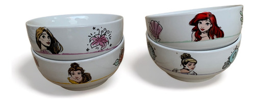 Vajilla Princesas De Disney Porcelana 12 Piezas Color Blanco