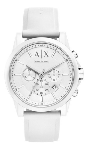 Reloj Armani Exchange AX1325B1, 2 años, correa blanca, bisel, color blanco, color de fondo blanco