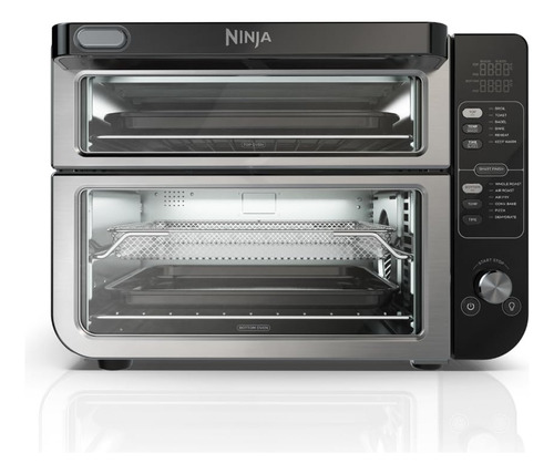 Ninja - Horno Doble 12 En 1 Dct401 Con Puerta Flexible, Flavorseal Y Acabado Inteligente, Convección Superior Rápida Y Fondo Para Freír Al Aire, Hornear, Asar, Tostar, Freír Al Aire, Pizza Y Más