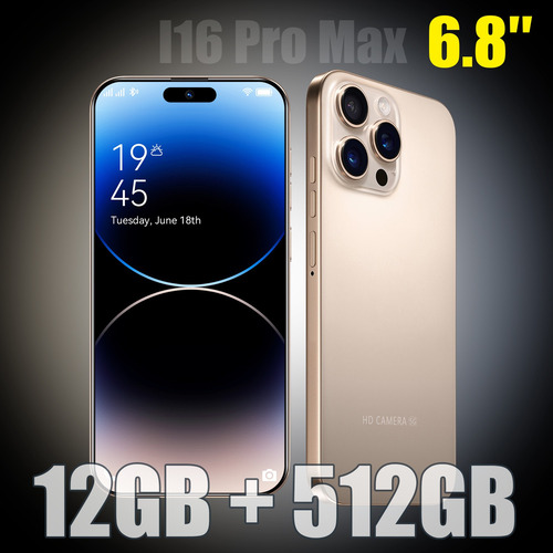 2025 El Más Popular Teléfono Inteligente I16 Pro Max Desbloquea Dual Sim 12gb Ram 512gb Rom Smartphone Android 14 5g Wifi Más Barato Celular