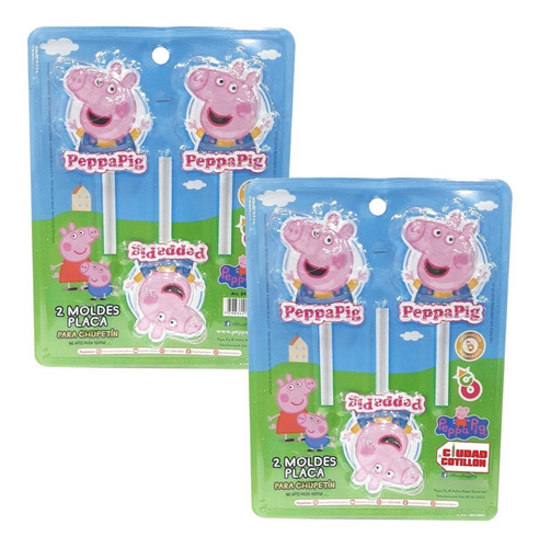 Set 2 Moldes Placas Chupetín Peppa Pig Candy Bar - Cc