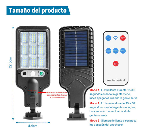 Xd 2pcs Lámpara Solar De Pared Exteriores Sensor Luz 3 Modos