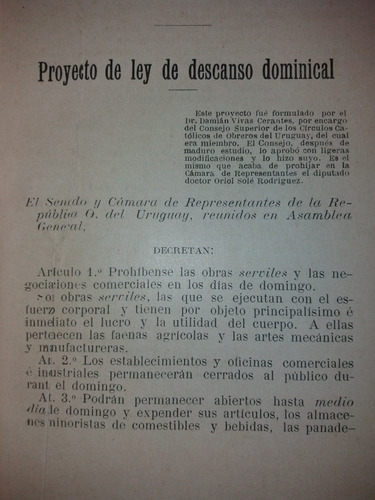 Petición Proyecto Ley Descanso Dominical Y Adhesiones 1903