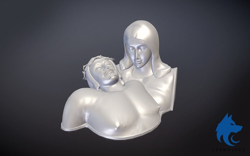 Estatua Bendita De La Virgen María Y Jesús