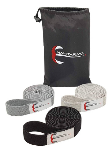 Bandas De Resistencia De Tela Antideslizante Largas Set De 3 Color Gris Claro, Gris y Negro