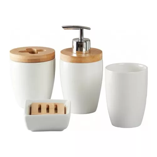 Set Baño Dispenser Jabón Liquido Jabonera Vaso Cepillo Inodo