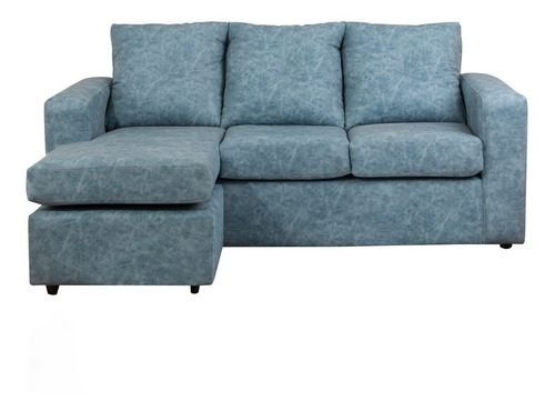 Seccional Emilia Cuero Auris Azul Claro / Muebles América