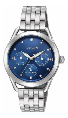 Reloj Citizen Eco-drive Mujer Cristales Swarovski Color de la correa Plateado Color del bisel Plateado Color del fondo Azul